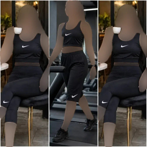 ست تاپ و شلوارک ورزشی زنانه فلامنت رنگ مشکی مناسب باشگاه و منزل