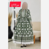 ساحلی آستین بلند زنانه جنس کرپ فلور رنگ شکلاتی و سبز فری سایز