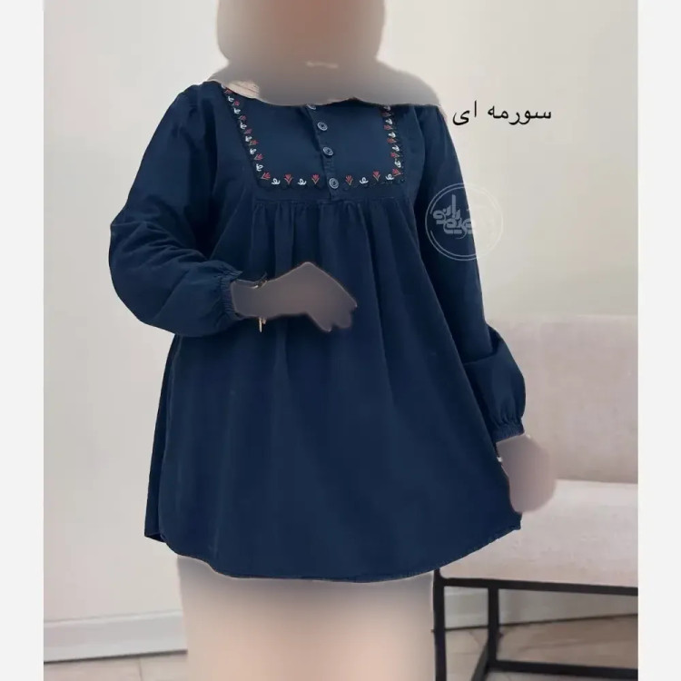 مانتو عروسکی گلدوزی شده الیاف لینن آنزیم شور سایز فری