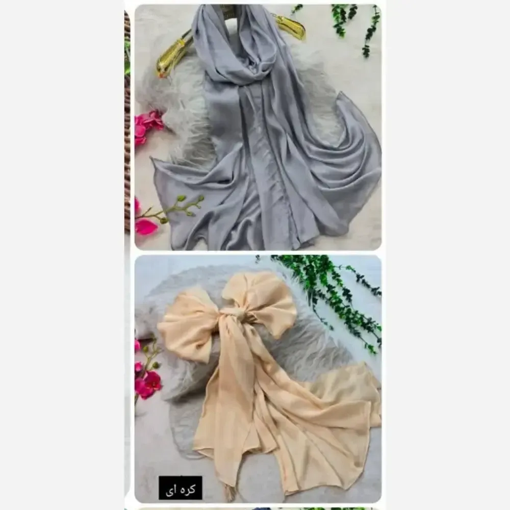 شال کریستال کرپ کریستال شنی ابعاد 74 در 180 رنگ مشکی سفید کرم