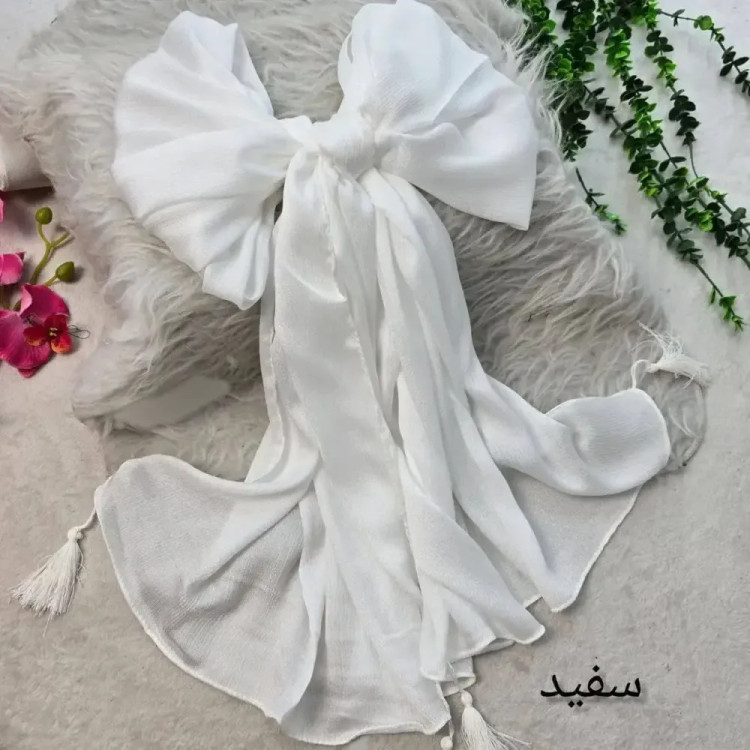 شال کریستال کرپ کریستال شنی ابعاد 74 در 180 رنگ مشکی سفید کرم