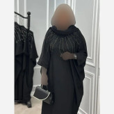 پیراهن زنانه مدل جواهر جنس الیزه درجه یک رنگ مشکی سایز فری 38 تا 50 قد 135 بند تنظیم دار