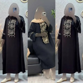 مانتو مدل دلارام جنس شانتون مشکی فری سایز چاکدار
