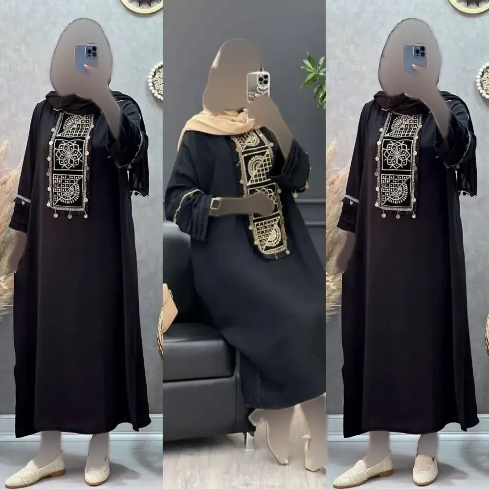مانتو مدل دلارام جنس شانتون مشکی فری سایز چاکدار