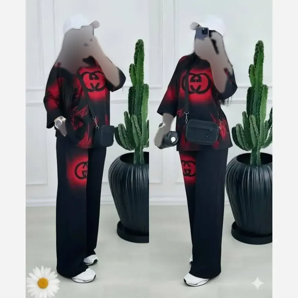 ست لباس راحتی زنانه مدل تیماسا جنس پنبه گلکسی سایز فری 36 تا 46