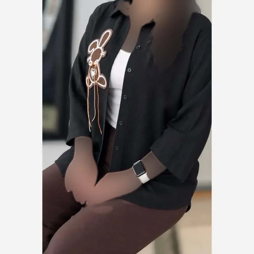 شومیز خرگوشی زنانه جنس داکرون رنگ مشکی سایز فری 36 تا 46