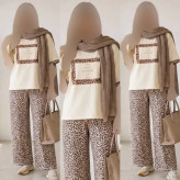 ست تیشرت و شلوار پنبه اعلا مدل سلین فری سایز