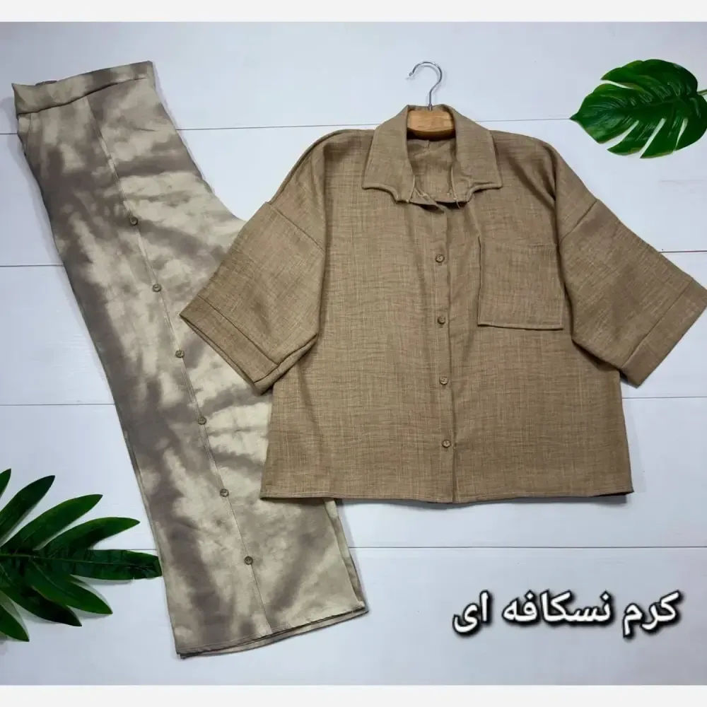 ست شومیز و شلوار زنانه جنس شانتون صوفیا فری سایز بانو
