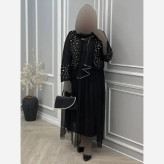 ست تیشرت و شلوارک بیسکویتی مشکی زنانه فری سایز میلاد جیب دار