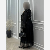 ست تیشرت و شلوارک بیسکویتی مشکی زنانه فری سایز میلاد جیب دار