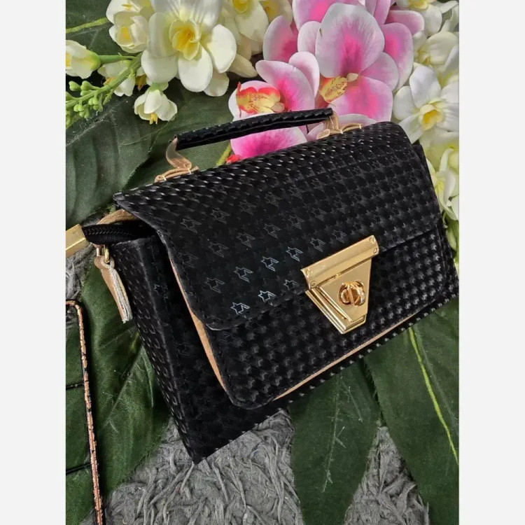 کیف شادگان چرم نانسی کیفیت عالی رنگ مشکی سفید کرم