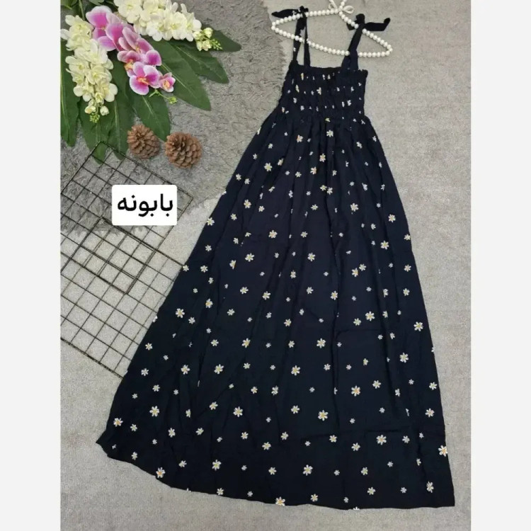 پیراهن زنانه نخی کش دوزی شده فری سایز مدل اطلس