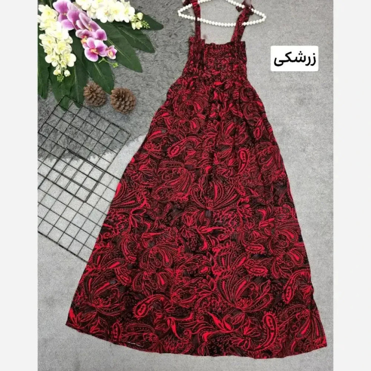 پیراهن زنانه نخی کش دوزی شده فری سایز مدل اطلس