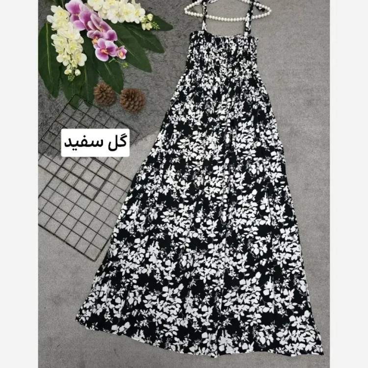 پیراهن زنانه نخی کش دوزی شده فری سایز مدل اطلس