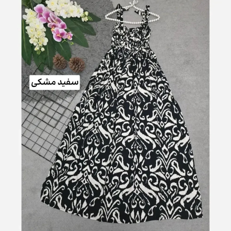 پیراهن زنانه نخی کش دوزی شده فری سایز مدل اطلس