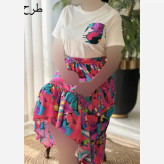 ست تیشرت و دامن پنبه درجه یک و تمام نخ فری سایز