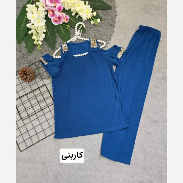 ست لباس راحتی زنانه ویسکوز کش فری سایز 36 تا 46