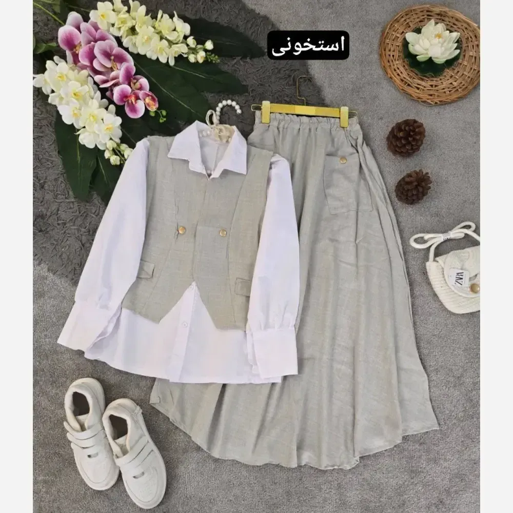 سه تیکه مدل ژینا جنس شانتون فری سایز 36 تا 46
