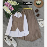 ست سه تیکه شومیز جلیقه و دامن مدل ژینا جنس شانتون سایز فری 36 تا 46