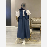 ست سه تیکه شومیز جلیقه و دامن مدل ژینا جنس شانتون سایز فری 36 تا 46
