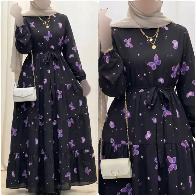 لباس ساحلی زنانه طرح شاپرک جنس بوگاتی فری سایز 36 تا 46