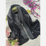 شال مجلسی زنانه کوپرا مشکی لب نگین و دانتل ابعاد 180 در 73 سانتیمتر