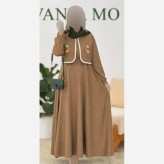 ست سارافون و کت شانتون زنانه فری سایز رنگ نسکافه ای و شکلاتی