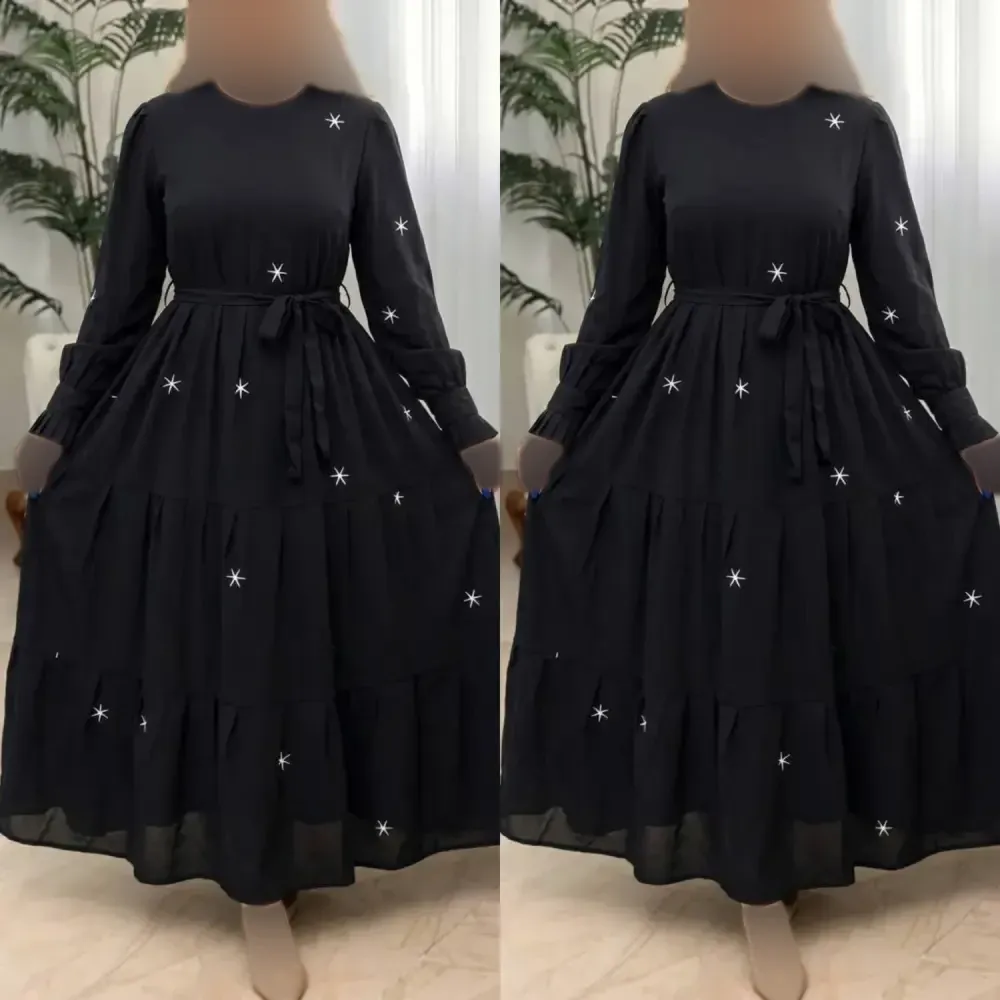 پیراهن زنانه بوگاتی مشکی طرح ستاره سایز فری مناسب محرم