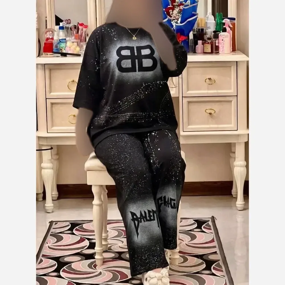 ست دورتو زنانه مشکی پنبه گلکسی سایز فری 36 تا 46