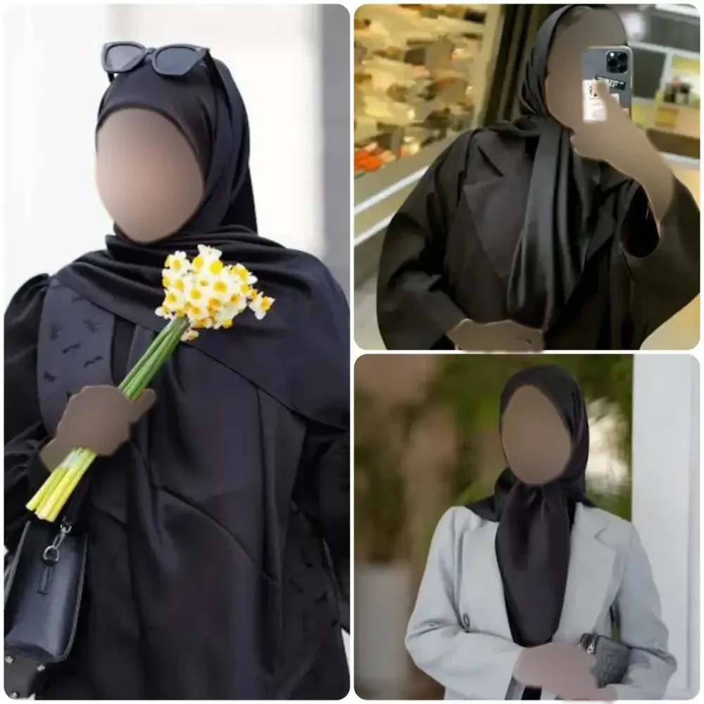روسری ساتن ترک ضخیم مشکی ابعاد 100 در 100 مجلسی