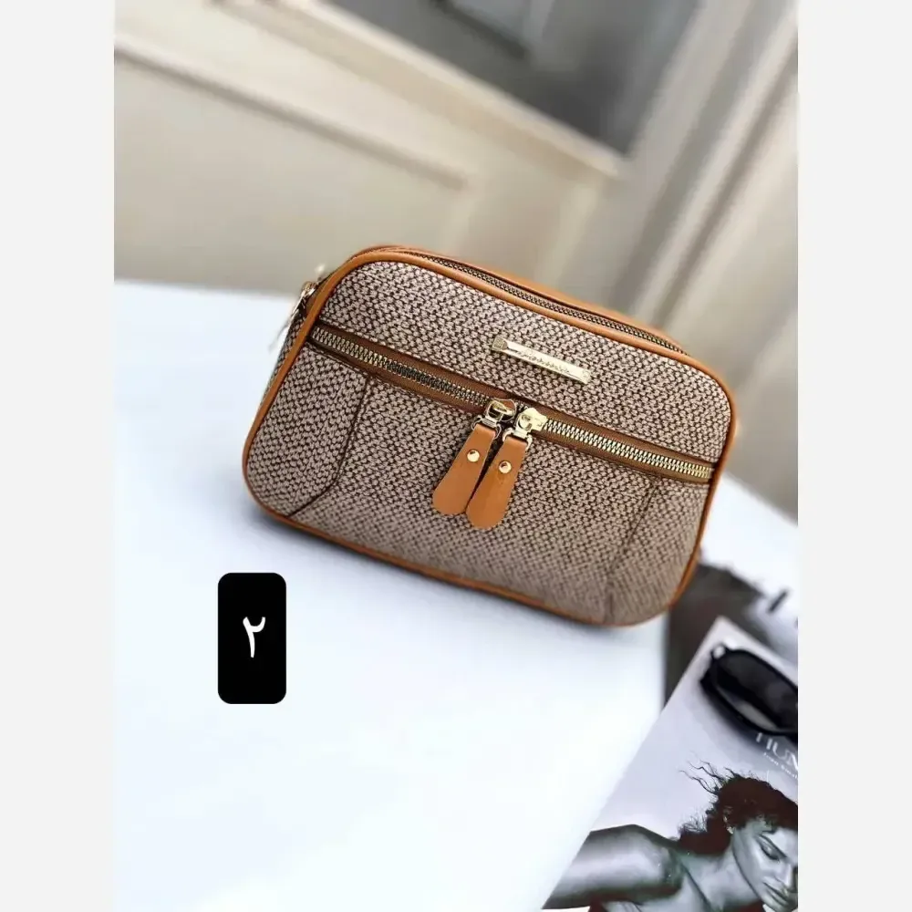 کیف زنانه مدل آیدا جنس چرم طرح کنفی سه خانه