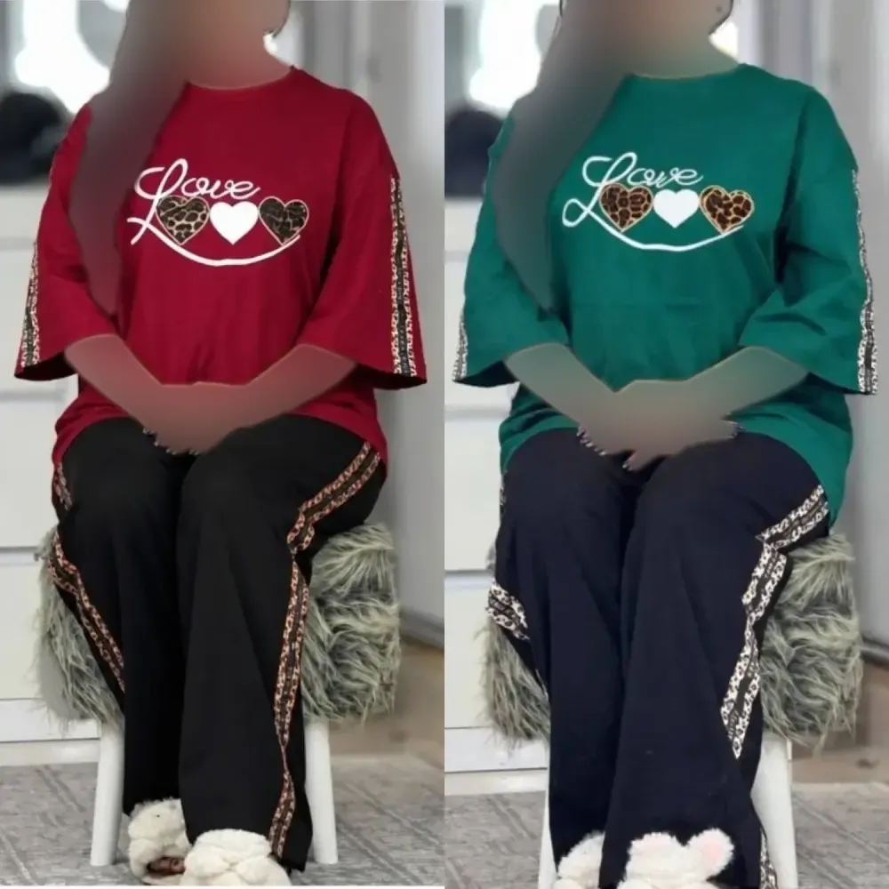 ست تیشرت و شلوار نخ پنبه گلکسی پرمون فری سایز