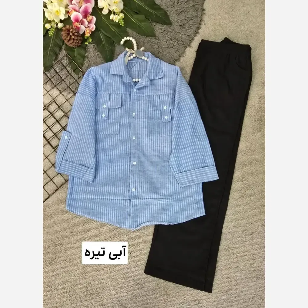 شومیز نخی راه راه زنانه جیب صلیبی فری سایز 36 تا 46 در رنگبندی متنوع