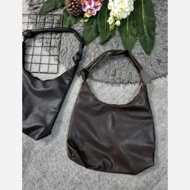 کیف چرمی بند گره ای زنانه مشکی موکا سایز آزاد جادار سبک