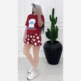 ست تیشرت و شلوارک زنانه طرح ببعی نخ پنبه درجه یک فری سایز