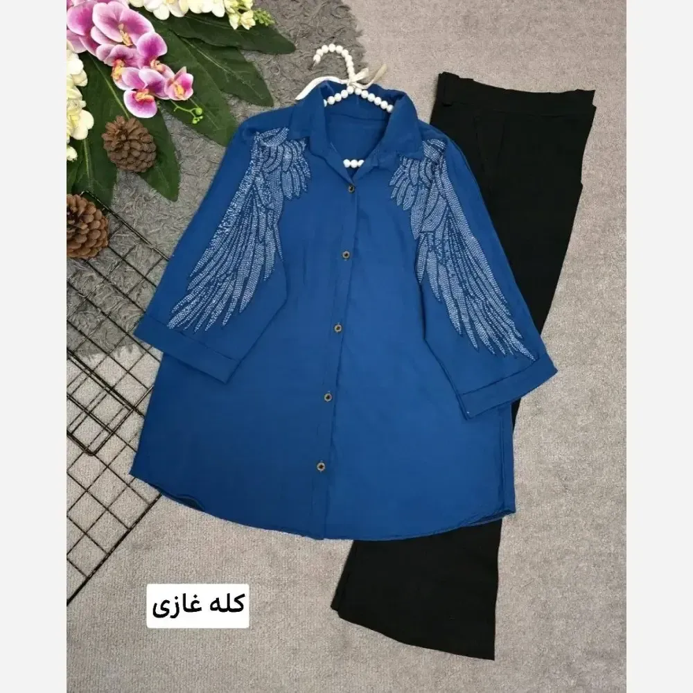 شومیز زنانه مجلسی مدل نیلوفر جنس الیزه فری سایز