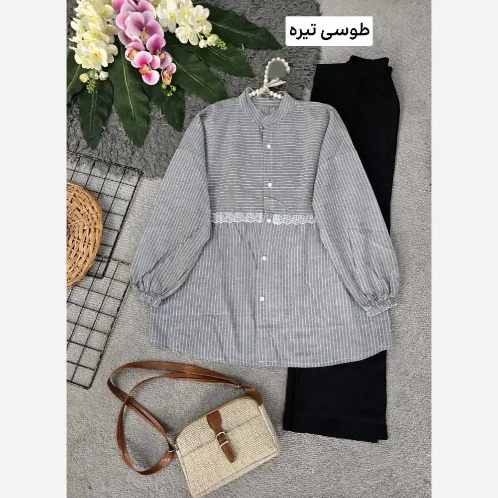 شومیز نخی تایوانی خنک تابستانه مدل آزاده فری سایز