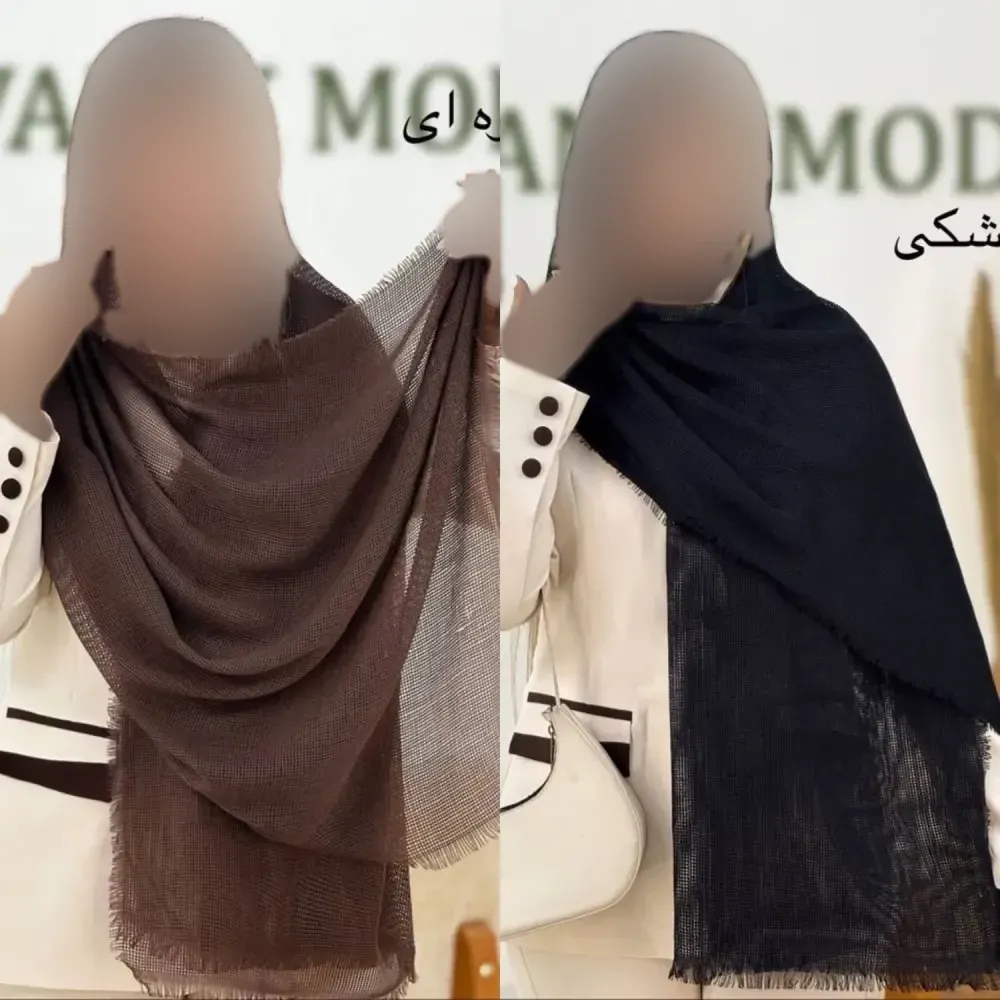 شال دور ریش لمسه دار و پلیسه مزونی کیفیت بالا سایز آزاد