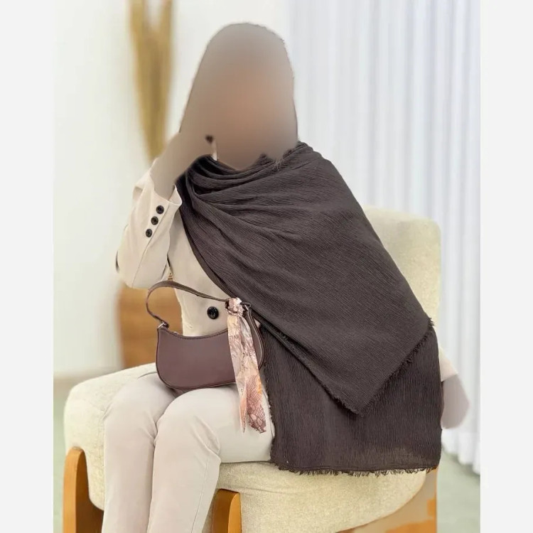 شال دور ریش لمسه دار و پلیسه مزونی کیفیت بالا سایز آزاد