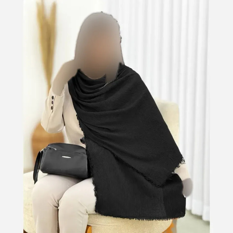 شال دور ریش لمسه دار و پلیسه مزونی کیفیت بالا سایز آزاد