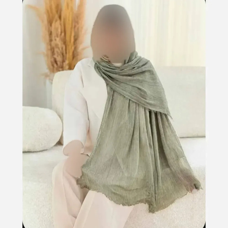 شال دور ریش لمسه دار و پلیسه مزونی کیفیت بالا سایز آزاد