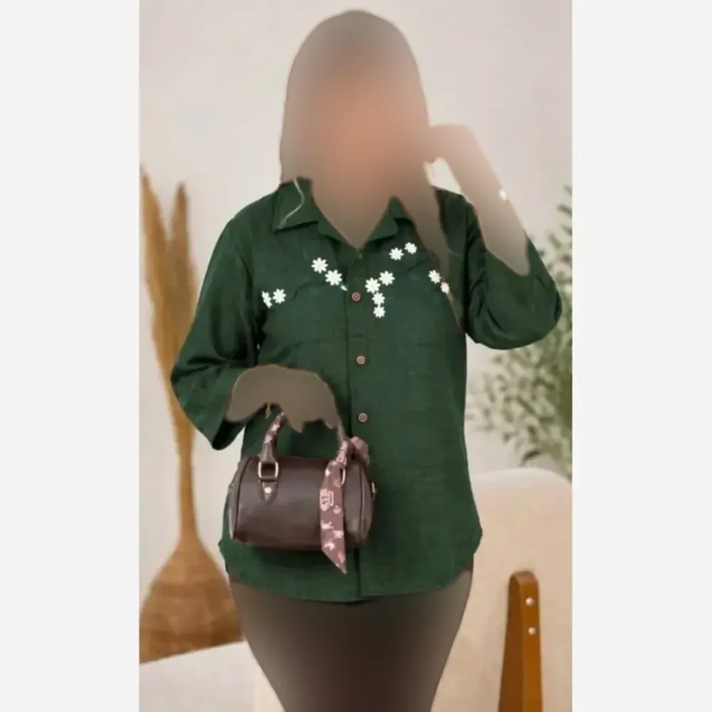 شومیز شانتون شکوفه گلدوزی شده فری سایز