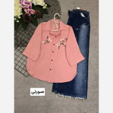 شومیز شانتون شکوفه گلدوزی شده فری سایز