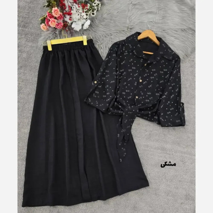 ست شومیز گره ای و دامن شانتون فری سایز