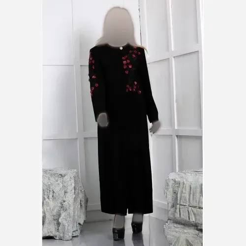 مانتو مجلسی زنانه کرپ مرویجت گلدوزی شده قد 135