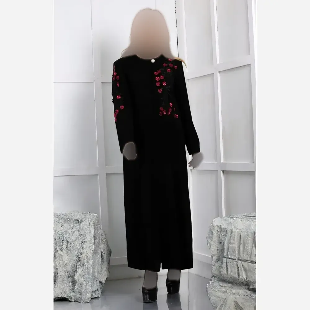 مانتو مجلسی زنانه کرپ مرویجت گلدوزی شده قد 135