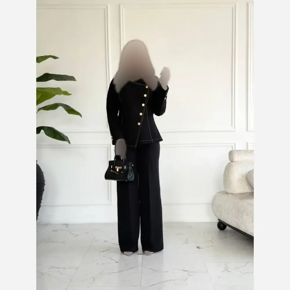 کت و شلوار زنانه کلاسیک کرپ مازراتی رنگ مشکی