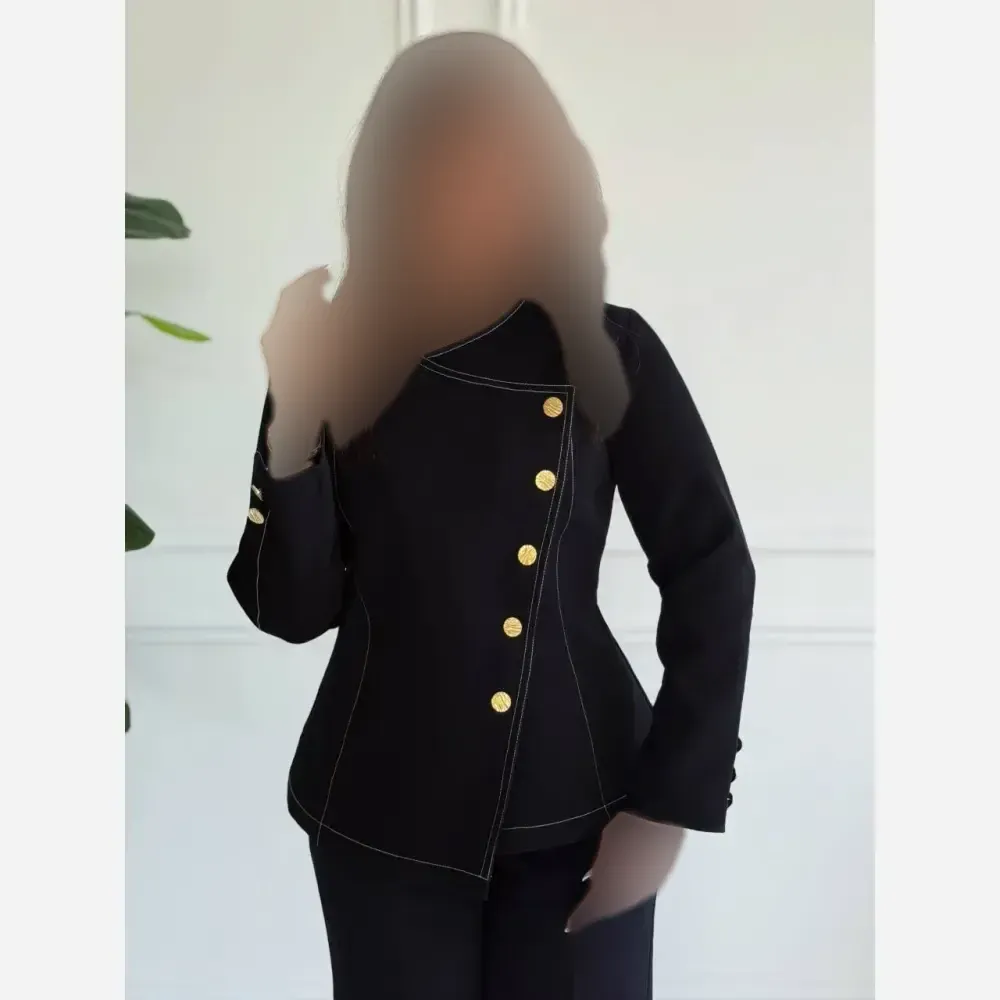 کت و شلوار زنانه کلاسیک کرپ مازراتی رنگ مشکی