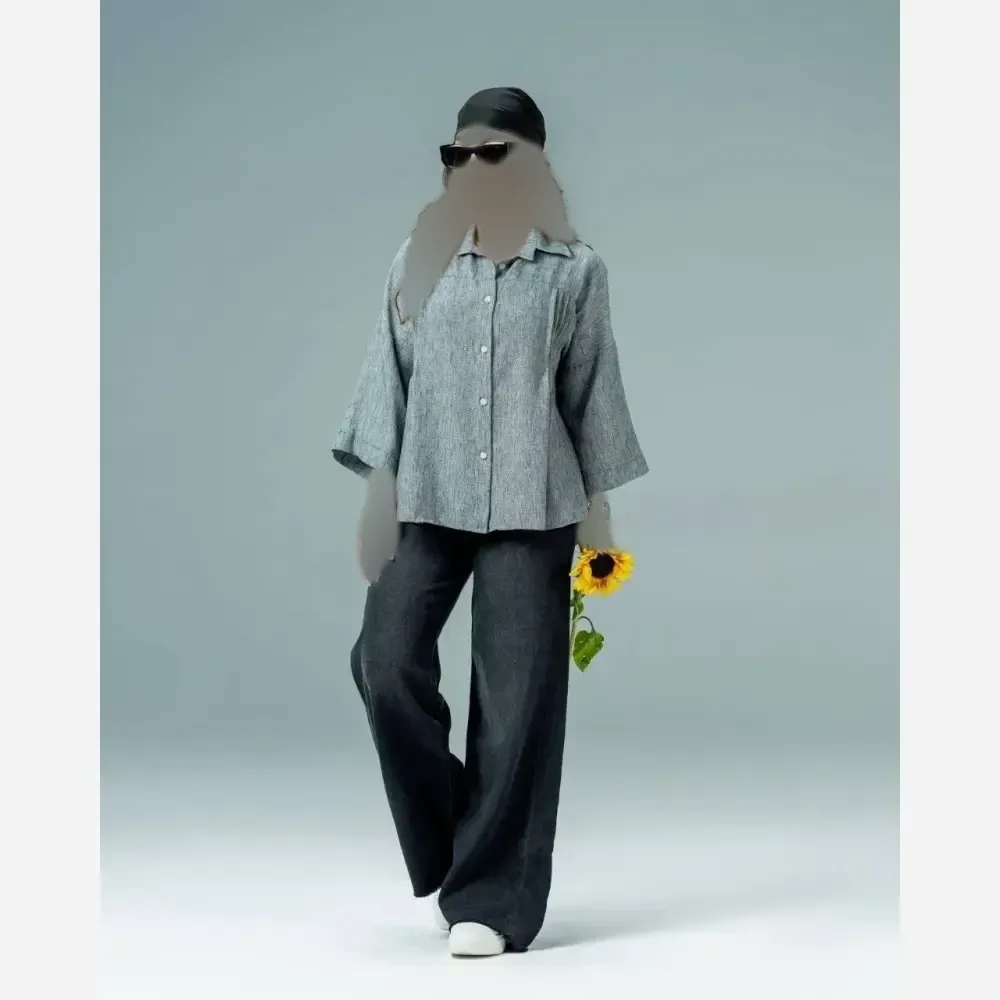 شومیز زنانه جنس لینن دونخ زارا مدل شیلا فری سایز