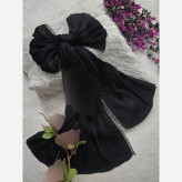 شال مجلسی آفاق طرح مزونی لب دانتل نگین کوبی مشکی فری سایز ابعاد 180×70